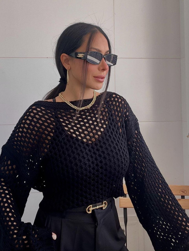 کراپ شراگ بافت مادام مشکی