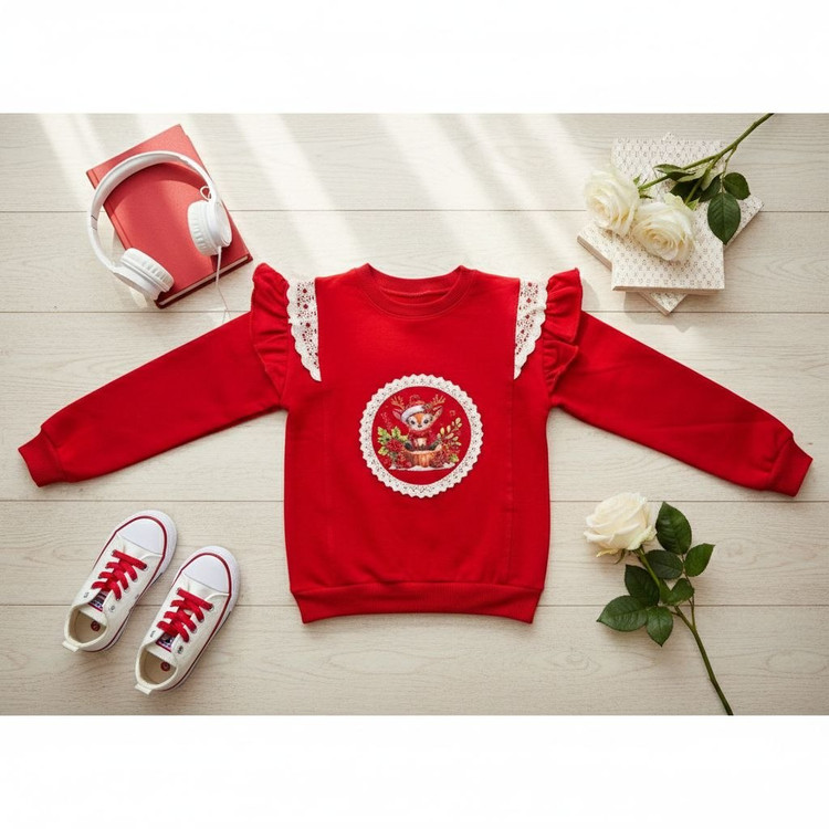 بلوز بچگانه چیندار قرمز