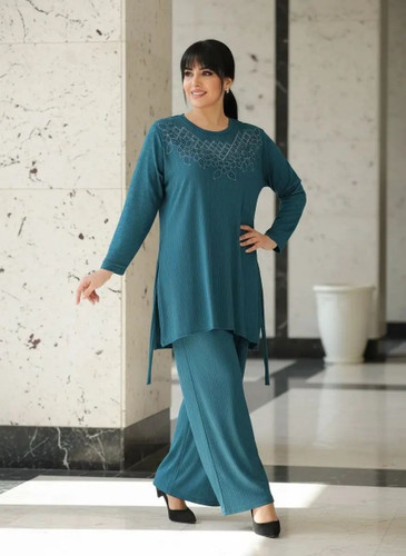 ست تونیک شلوار زنانه نگین دار