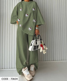 ست تیشرت شلوار زنانه اور سایز رنگ سدری