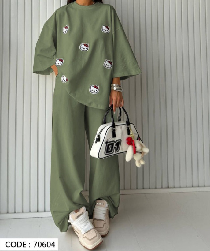 ست تیشرت شلوار زنانه اور سایز رنگ سدری