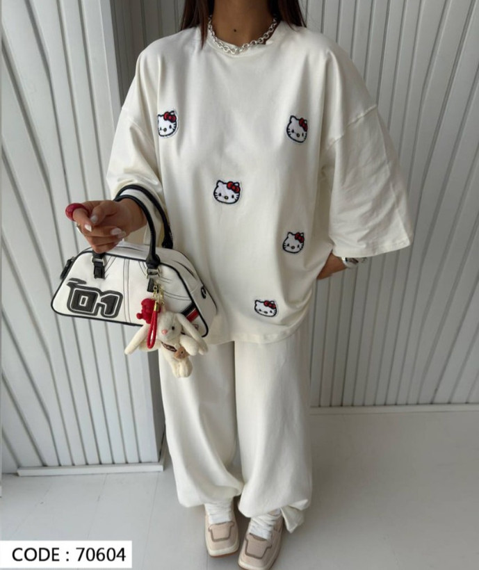 ست تیشرت شلوار رنگ سفید