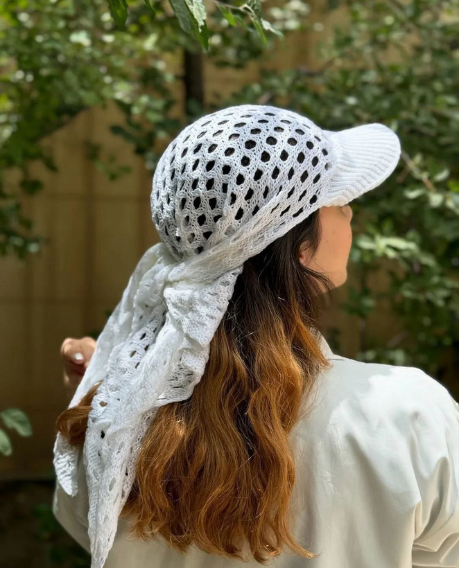 دورگ قلاب بافی نقاب دار رنگ سفید