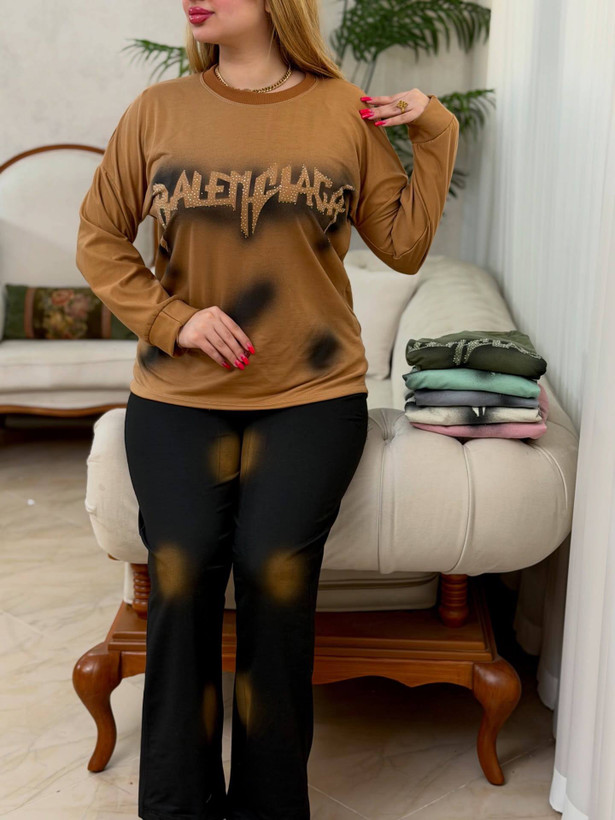 ست بلوز و شلوار زنانه دورس پنبه بالنسیاگا