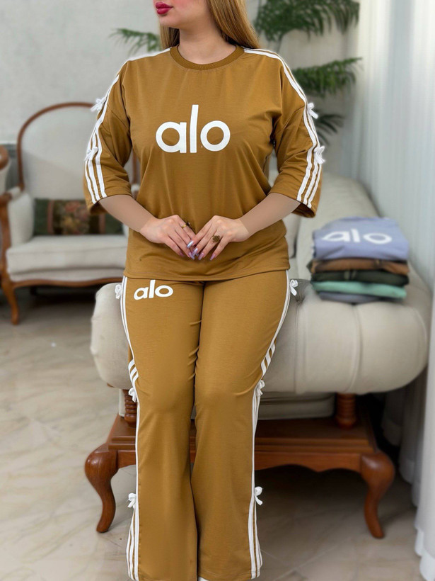 ست تیرت شلوار زنانه خردلی