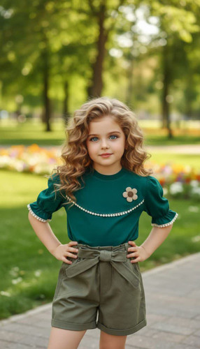 ست تیشرت شلوارک دخترانه گل دار