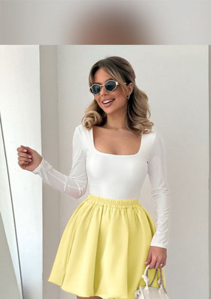 دامن قارچی زنانه زرد