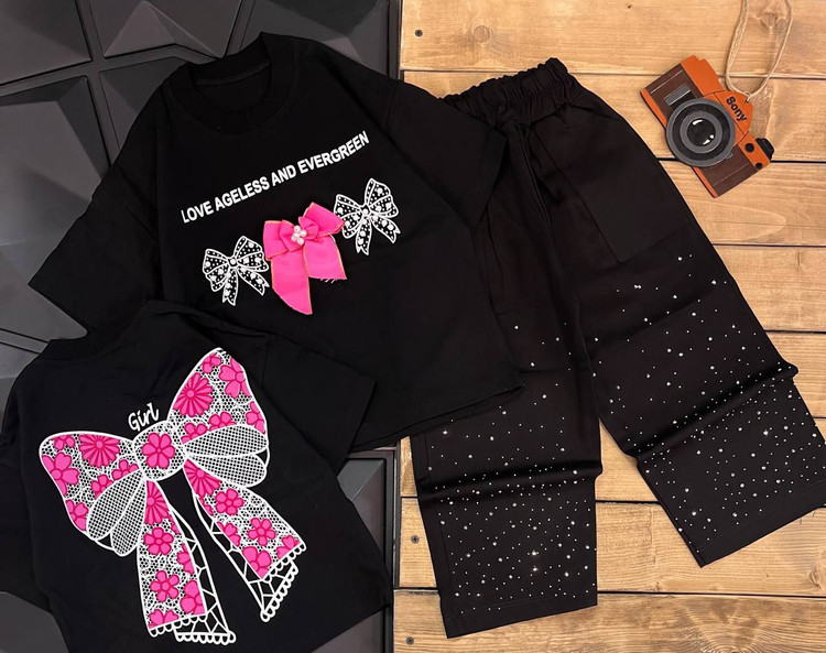 ست تیشرت شلوار بچگانه مشکی