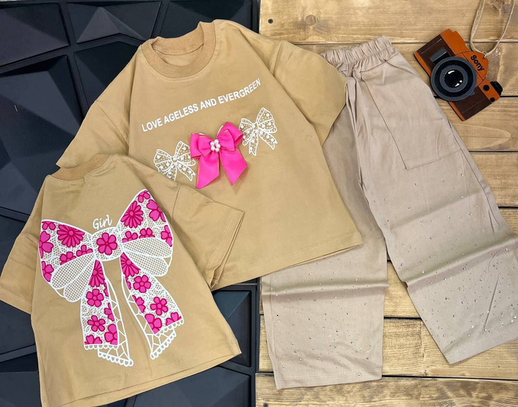 ست تیشرت شلوار بچگانه تیشرت جنس پنبه سوپر لاکرا